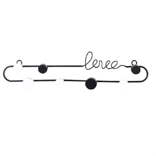 Wrought Iron Love Letter Decoration Hook Rack Living Room Wall Key Coat Metal Hook, Size:Large(Black)