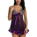 3 PCS Sexy Perspective Mesh Girth Nightdress, Size:XL(Purple)