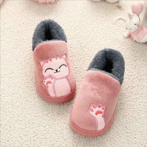 Male Female Baby Slippers Kids Home Slippers Children Soft Flats, Size:26Yards(Leather Red)