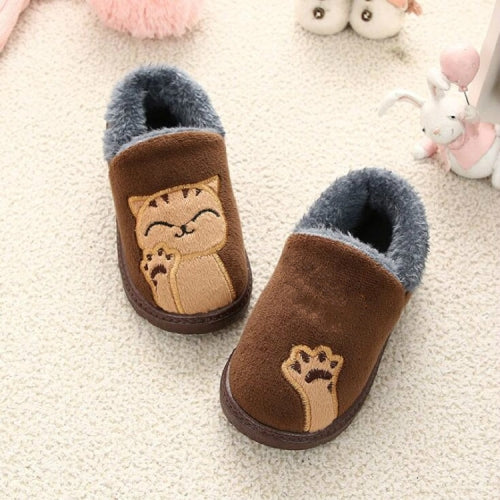 Male Female Baby Slippers Kids Home Slippers Children Soft Flats, Size:28Yards(Brown)