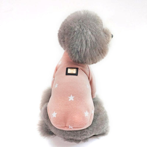 Pet Fall and Winter Five-pointed Star Pattern Sweater Pet Warm Clothes, Size:L(Pink)