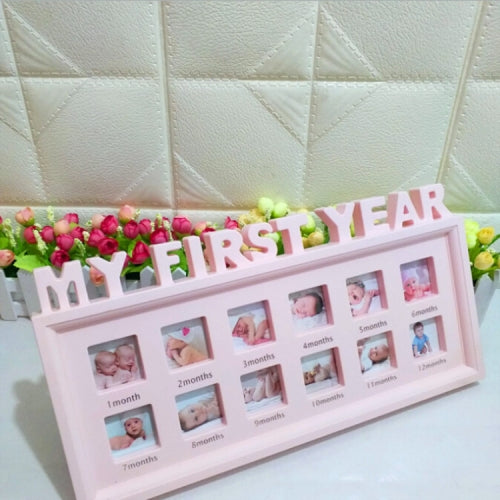 Creative DIY Home Room Decoration Baby Memorial Growing Photo Frame Display(Pink)