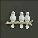 Cute Charm Sparrows Design Cloth Bag Hooks Wall Hanging Home Decoration, Style:Three Birds(White)