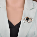 Fashion Angel Tears Brooch Pin Diamond Eyelash Corsage(Golden white diamonds and black eyes)