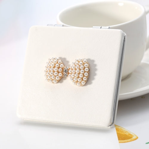 Folding Portable Cosmetic Mirror Flip Double-sided Mirror Bow Decoration