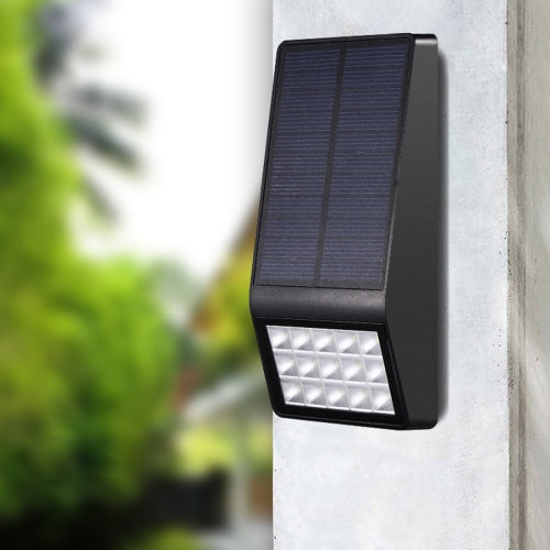 15 LEDs Light Control Outdoor IP65 Waterproof Solar Powered Garden LED Wall Lamp(Black )