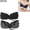 3 PCS Pull Rope Wing Invisible Underwear Without Steel Ring Pull Rope Silicone Invisible Nubra, Cup Size:A(Black )