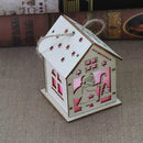 Christmas Luminous Wooden House Christmas Tree Decorations Hanging Ornaments DIY Gift Window Decoration, Style:Small Crutches Santa