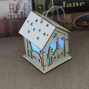 Christmas Luminous Wooden House Christmas Tree Decorations Hanging Ornaments DIY Gift Window Decoration, Style:Small House