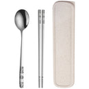 Stainless Steel Tableware Student Office Worker Portable Tableware Set, Specification:2 PCS / Set, Color:Silver
