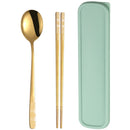 Stainless Steel Tableware Student Office Worker Portable Tableware Set, Specification:2 PCS / Set, Color:Gold