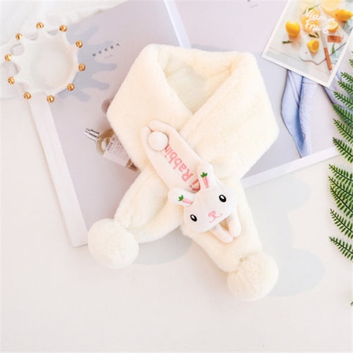 Children Cartoon Animal Plush Warm Scarf, Size:80 x 10cm(Rabbit+White)