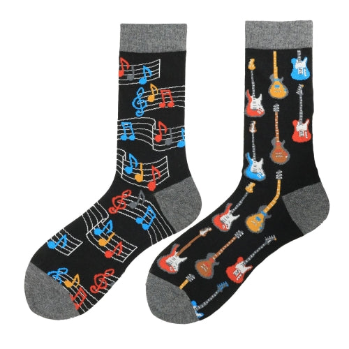 3 Pairs Trendy Asymmetric Fashion Medium Tube Colorful Skateboard Male Socks, Type:1982-5(EUR 39-46)