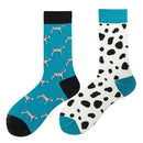 3 Pairs Trendy Asymmetric Fashion Medium Tube Colorful Skateboard Male Socks, Type:1982-9(EUR 39-46)