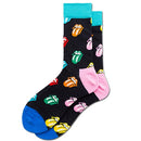 3 Pairs Autumn And Winter Cotton Cartoon Long Tube Men And Women Couple Socks, Type:Black Colored Tongue(EUR 39-46)
