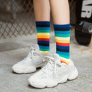 Retro Personality Rainbow Striped Tube Socks Street Sports Stockings, Size:One Size(Blue)