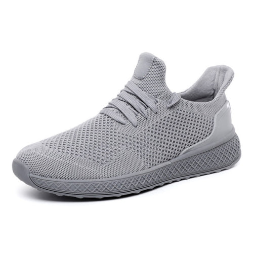 Flying Mesh Sports Shoes Casual Lightweight Running Shoes for Men, Size:45(Gray)