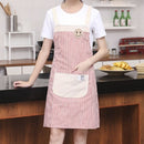 Cotton Linen Smiley Face Design Simple Waterproof Striped Work Apron(Pink)
