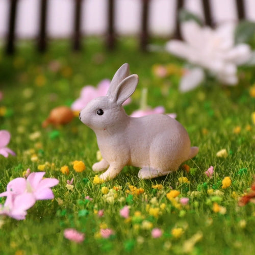 10 PCS Cartoon Rabbit Simulation Micro Landscape Decoration Succulent Flower Pot Animal Jewelry Shooting Props, Style:Squatting Rabbit(Gray)