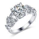 Crystal Leaf Shape Cubic Zircon Ring for Women Jewelry, Ring Size: 9 (Silver)