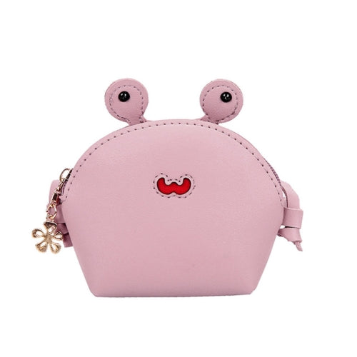 Baby Girl Crossbody Bag Mini Crab Small Zipper Cute for Money Coin Bag(Pink)