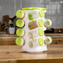 2 Sets 16 in 1 Seasoning Cans Pepper Salt Cruet Plastic Bottle Kitchen Spice Jar Pepper Shaker Box Spice Rack Set