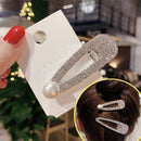 Fashion Flash Luxury Diamond Crystal Pearl Elegant Women Barrettes Hair Accessories(Three rows of small silver pearls )