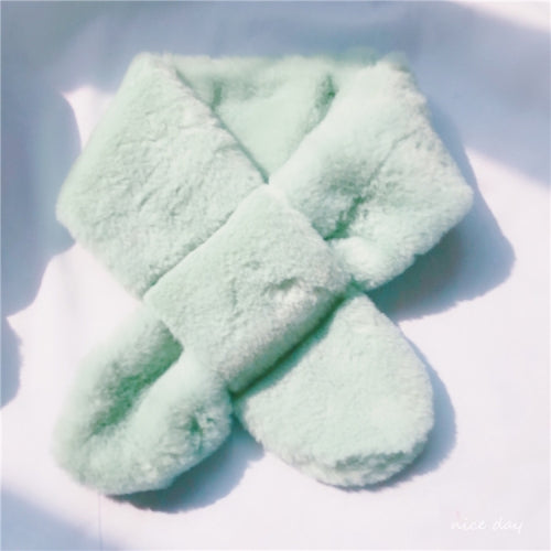 Pure Lake Green Children Winter Plush Warm Scarf, Size:75 x 10cm