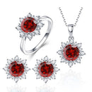 3 PCS/Set Snow Shape Gemstone Jewelry Set For Women, Ring Size:7(Red)