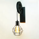 40W Grenade Retro Wrought Iron Pulley Lifting Wall Lamp Corridor Aisle Porch Wall Lamp(Black No Bulb)