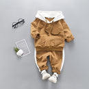 2 in 1 Spring and Autumn Boys Casual Clothing Set Back Lettering Pattern Hooded Sweater + Trousers, Height:110cm(Brown Yellow)