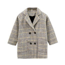 Autumn and Winter Girls Mid-length Houndstooth Wool Coat, Kid Size:160cm(Beige)