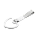 JDM Car Static Belt Decorative Warning Hanging Ring Rear Bumper Warning Ring Car Safety Hand Ring(Heart-Shaped White)