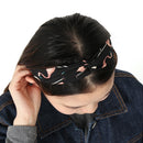 Women Fashion Chiffon Headbands Cartoon Wide Headwear Headwrap Hair Accessories(Black )