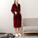 Female Home Couple Long Gold Velvet Bathrobe Robe, Size:XL(Wine Red)