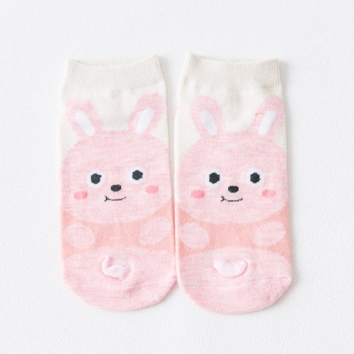 Summer Cute Japanese Low-Top Socks Trend Cartoon Cotton Girls Boat Socks(Pink)