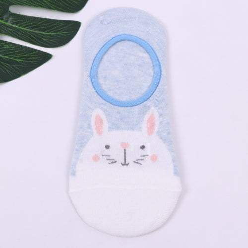 Summer And Autumn Cotton Low-Top Invisible Non-Slip Silicone Shallow Mouth Thin Women Sailboat Socks(Bunny)