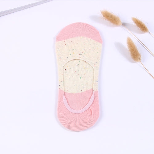 Spring And Summer Solid Color Invisible Socks Ladies Low-Top Shallow Mouth Casual Cotton Boat Socks(Pink)
