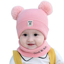 0-12 Months Autumn and Winter Children Earmuffs Knitted Wool Cap + Letter Scarf Set, Size:38-46CM(Khaki)
