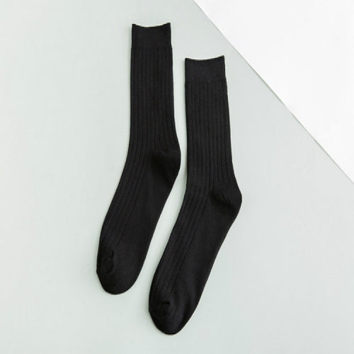 3 Pairs Men Sports Tube Solid Trendy Socks, Color:Black(One Size)