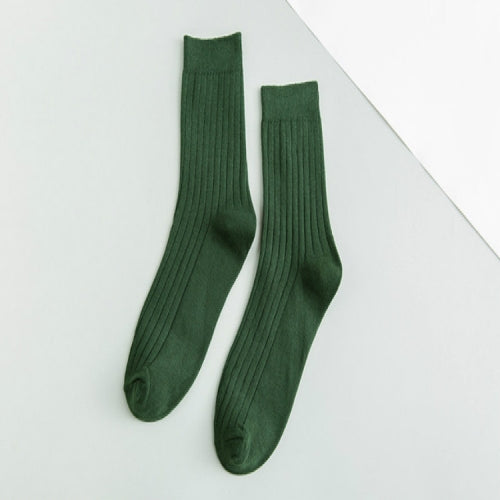 3 Pairs Men Sports Tube Solid Trendy Socks, Color:Green(One Size)
