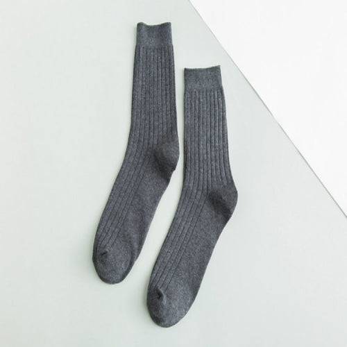 3 Pairs Men Sports Tube Solid Trendy Socks, Color:Dark Grey(One Size)