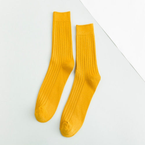 3 Pairs Men Sports Tube Solid Trendy Socks, Color:Yellow(One Size)