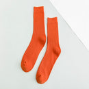 3 Pairs Men Sports Tube Solid Trendy Socks, Color:Orange(One Size)