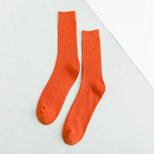 3 Pairs Men Sports Tube Solid Trendy Socks, Color:Orange(One Size)