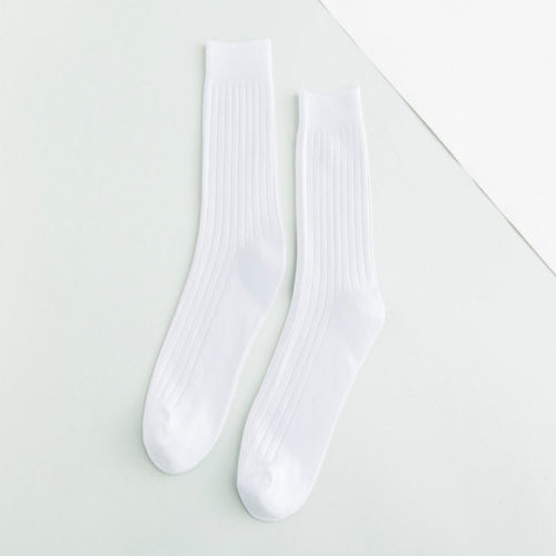 3 Pairs Men Sports Tube Solid Trendy Socks, Color:White(One Size)