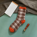 3 Pairs Winter Flanged Classic Plaid Coral Fleece Warm Socks Thicken Women Socks, Type:6(EUR 36-40)