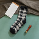3 Pairs Winter Flanged Classic Plaid Coral Fleece Warm Socks Thicken Women Socks, Type:7(EUR 36-40)
