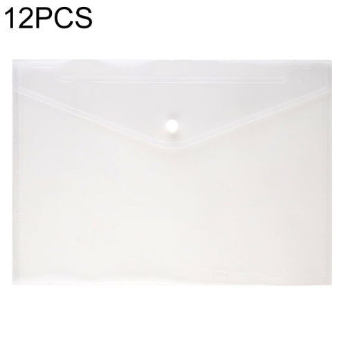 12 PCS A4 Clear Document Bag Paper File Folder Stationery School Office PP Case(Transparent)