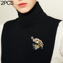 2 PCS Women Peacock Natural Pearl Brooch Jewelry(Blue)